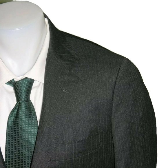 Luciano Barbera Collezione Sartoriale Gray Striped Three Button Suit Jacket 40R